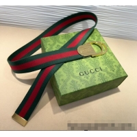 Buy Discount Gucci Web Wide Belt 4cm with Light Gold Script Buckle 10064 Red/Green 2025