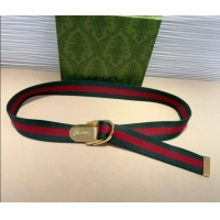 Buy Discount Gucci Web Wide Belt 4cm with Light Gold Script Buckle 10064 Red/Green 2025