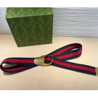 Best Product Gucci Web Wide Belt 4cm with Light Gold Script Buckle 10064 Red/Blue 2025