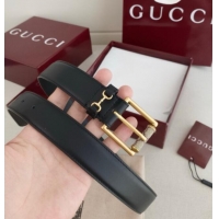 Luxury Discount Gucci Horsebit Calfskin Leather Belt 3cm 0617 Black 2025