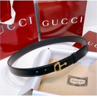 Best Product Gucci Thin Belt 2.5cm with Half-Horsebit Buckle in Leather 0912 Black/Gold 2025