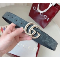 Luxury Discount Gucci GG Leather Belt 3.5cm GG091201 Black/Silver White 2025