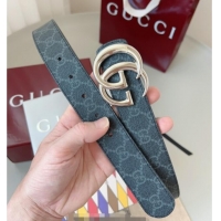 Luxury Discount Gucci GG Leather Belt 3.5cm GG091201 Black/Silver White 2025