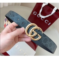 Inexpensive Gucci GG Leather Belt 3.5cm GG091201 Black/Gold 2025