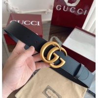 Fashion Discount Gucci Smooth Calfskin Belt 4cm G111732 Black/Gold 2025