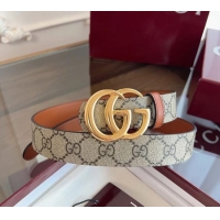 Buy Classic Gucci GG Canvas and Leather Reversible Belt 3cm GG031701 Brown 2026