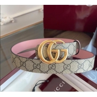 Best Price Gucci GG Canvas and Leather Reversible Belt 3cm GG031701 Pink 2026