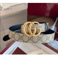 Luxury Cheap Gucci GG Canvas and Leather Reversible Belt 3cm GG031701 Black 2026
