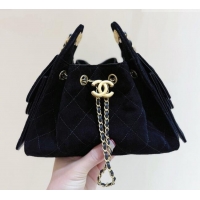 Luxury Cheap Chanel 25 Mini Handbag in Suede Calfskin AS5631 Black 2026 Top Quality