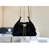 Luxury Cheap Chanel 25 Mini Handbag in Suede Calfskin AS5631 Black 2026 Top Quality