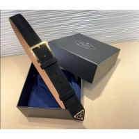 Good Taste Prada Suede Belt 3.5cm with Gold Pin Buckle 1127 Black 2024
