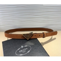 Good Product Prada Suede Belt 2cm with Triangle Logo Buckle PR011001 Brown/Gold 2025