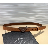 Best Product Prada Suede Belt 2cm with Triangle Logo Buckle PR011001 Brown/Silver 2025