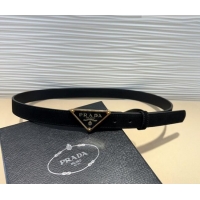 Shop Inexpensive Prada Suede Belt 2cm with Triangle Logo Buckle PR011001 Black/Gold 2025