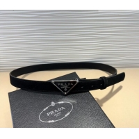 Top Quality Prada Suede Belt 2cm with Triangle Logo Buckle PR011001 Black/Silver 2025
