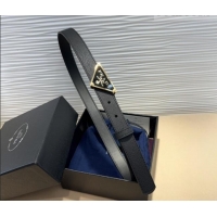 Well Crafted Prada Saffiano Leather Belt 2cm with Triangle Logo Buckle PR011001 Black/Gold 2025