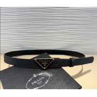 Well Crafted Prada Saffiano Leather Belt 2cm with Triangle Logo Buckle PR011001 Black/Gold 2025