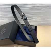 Grade Quality Prada Saffiano Leather Belt 2cm with Triangle Logo Buckle PR011001 Black/Silver 2025