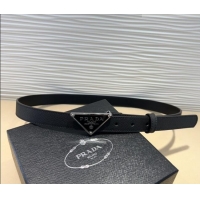 Grade Quality Prada Saffiano Leather Belt 2cm with Triangle Logo Buckle PR011001 Black/Silver 2025