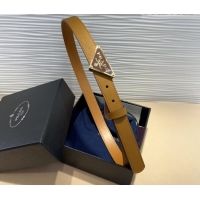Well Crafted Prada Saffiano Leather Belt 2cm with Triangle Logo Buckle PR011001 Beige/Gold 2025