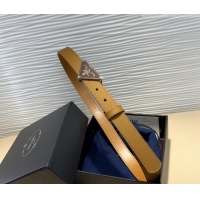 Super Quality Prada Saffiano Leather Belt 2cm with Triangle Logo Buckle PR011001 Beige/Silver 2025