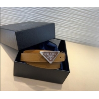 Super Quality Prada Saffiano Leather Belt 2cm with Triangle Logo Buckle PR011001 Beige/Silver 2025