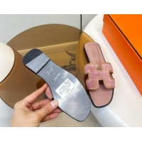 Good Product Hermes Oran Classic Flat Slides Sandal in Suede with Braided Trim Light Pink 0304086 2026