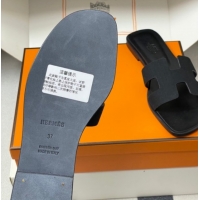 Pretty Style Hermes Oran Classic Flat Slides Sandal in Jacquard Fabric Black 0304092 2026