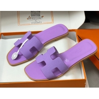 Grade Quality Hermes Oran Classic Flat Slides Sandal in Jacquard Fabric Light Purple 0304095 2026