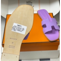 Grade Quality Hermes Oran Classic Flat Slides Sandal in Jacquard Fabric Light Purple 0304095 2026