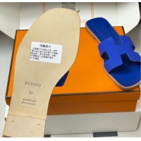 Purchase Hermes Oran Classic Flat Slides Sandal in Jacquard Fabric Blue 0304098 2026