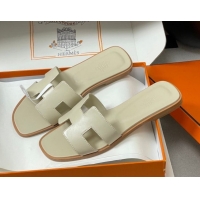 Sumptuous Hermes Oran Classic Flat Slides Sandal in Smooth Leather Beige 0304102 2026