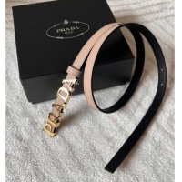 Best Product Prada Women's Saffiano Leather Belt 1.5cm with Letters Buckle 0315 Light Pink 2025