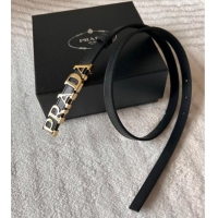Buy Fashionable Prada Women's Saffiano Leather Belt 1.5cm with Letters Buckle 0315 Black 2025