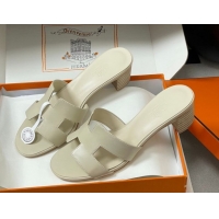 Duplicate Hermes Oasis Classic Heel Slides Sandal 4.5cm in Smooth Leather Beige 0304103 2026