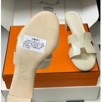 Duplicate Hermes Oasis Classic Heel Slides Sandal 4.5cm in Smooth Leather Beige 0304103 2026
