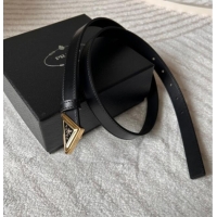 Promotional Prada Women's Calfskin Belt 2cm with Tiangle Buckle 0315 Black/Gold 2025