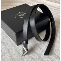 Buy Fashionable Prada Women's Calfskin Belt 2cm with Tiangle Buckle 0315 Black/Silver 2025