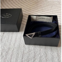 Buy Fashionable Prada Women's Calfskin Belt 2cm with Tiangle Buckle 0315 Black/Silver 2025