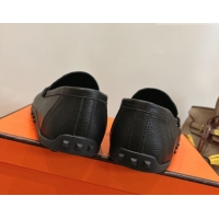 Luxurious Hermes Lazy Loafers in Grained Leather H090805 Black 2026
