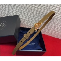 Famous Brand Prada Saffiano Leather Belt 1.5cm with Gold Triangle Logo Buckle PR091201 Beige 2025