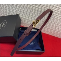 Luxurious Prada Saffiano Leather Belt 1.5cm with Gold Triangle Logo Buckle PR091201 Burgundy 2025