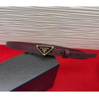 Luxurious Prada Saffiano Leather Belt 1.5cm with Gold Triangle Logo Buckle PR091201 Burgundy 2025