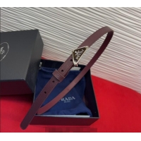 Best Product Prada Saffiano Leather Belt 1.5cm with Silver Triangle Logo Buckle PR091201 Burgundy 2025