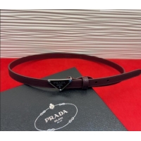 Best Product Prada Saffiano Leather Belt 1.5cm with Silver Triangle Logo Buckle PR091201 Burgundy 2025