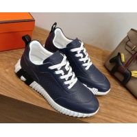 Good Product Hermes Bouncing Sneakers in Perforated Calfskin Leather Blue/White 2026 H261013
