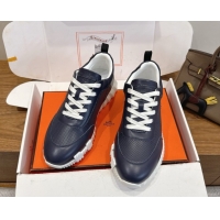 Good Product Hermes Bouncing Sneakers in Perforated Calfskin Leather Blue/White 2026 H261013