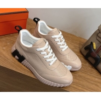 Charming Hermes Bouncing Sneakers in Perforated Calfskin Leather Nude 2026 H261013