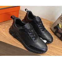 Good Quality Hermes Bouncing Sneakers in Perforated Calfskin Leather Black Upper 2026 H261013
