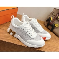 Best Price Hermes Bouncing Sneakers in Graphic Mesh and White Grained Calfskin Leather Grey 2026 0304127